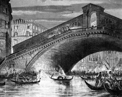 Canale Grande e il Ponte di Rialto durante il Carnevale da Italian School