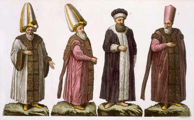 Gran Visir, Caim-Mecam, Reis-Efendi e Khodjakian, tavola 15 da Parte III, Volume I di La Storia delle Nazioni, inciso da C. Botticella da Italian School