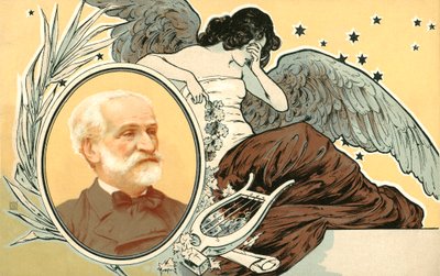 La morte di Giuseppe Verdi (litografia a colori) da Italian School