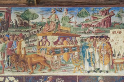 Sala dei Mesi, Parete Nord: "Luglio" con il trionfo di Giove e Cibele, c.1468-70 (affresco) da Italian School