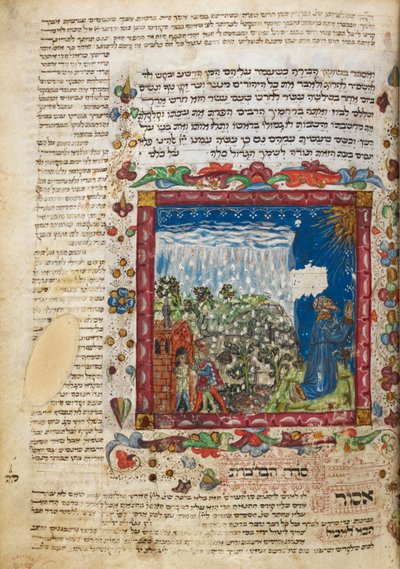 Pregare per la pioggia, da un libro di preghiere per le feste di Leon ben Joshua De Rossi di Cesena, Italia da Italian School