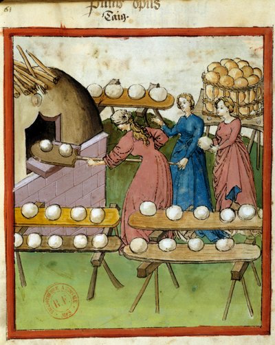 Manuale di salute: fare il pane. Miniatura del manoscritto 