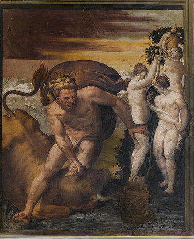 Ercole uccide il toro cretese, dalla Stanza Gialla, Rocca Meli Lupi, Soragna, Parma da Italian School