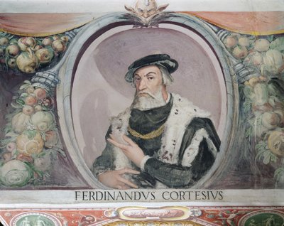 Hernan Cortés, nella Sala del Mappamondo da Italian School