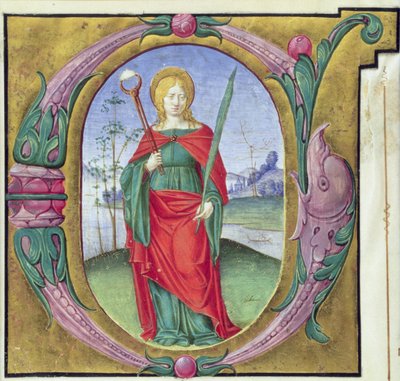Iniziale istoriata G raffigurante Sant