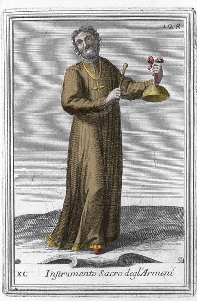 Strumento musicale armeno sacro: strumento musicale simile a una campana. Incisione da 