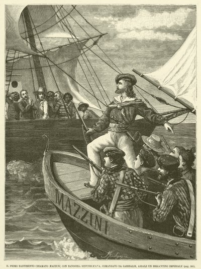 Il Primo Bastimento Chiamato Mazzini, Con Bandiera Repubblicana, Comandato da Garibaldi, Assale Un Brigantino Imperiale da Italian School