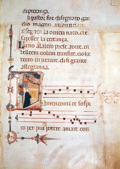 Pagine illuminate da Lauda di Jacopone da Todi, manoscritto da Italian School
