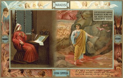 Illustrazione per la Divina Commedia di Dante (litografia a colori) da Italian School
