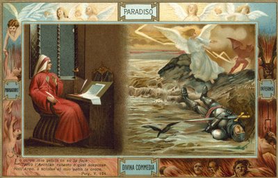 Illustrazione per la Divina Commedia di Dante (litografia a colori) da Italian School