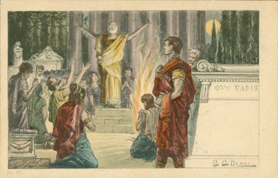 Illustrazione per il romanzo Quo Vadis di Henryk Sienkiewicz (litografia a colori) da Italian School