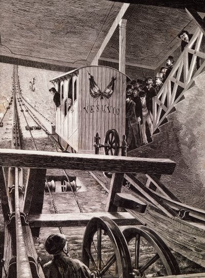 Inaugurazione della funicolare al Vesuvio, Napoli da Italian School