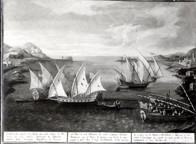 Incidente al largo di Patrasso tra il capitano veneziano Ivanovich da Dabrota e il pirata turco Barbarossa, 17 aprile 1751 da Italian School