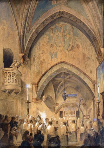 Interno del Sacro Speco, Subiaco, Italia da Italian School
