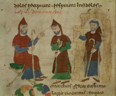 Investitura di un monaco benedettino, da De Universo di Rabanus Maurus (c.780-856) 1023 da Italian School
