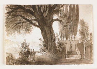 Paesaggio italiano con quercia, inizio XIX secolo da Italian School