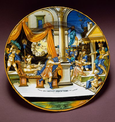 Giuseppe e la moglie di Putifarre (piatto in ceramica, Urbino, ca. 1537) da Italian School
