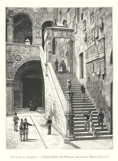 La corte del Bargello, antico palazzo del Podestà, oggi Museo Nazionale (incisione) da Italian School
