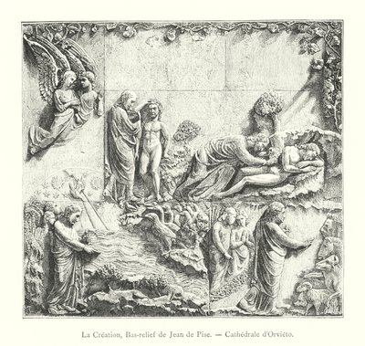 La Creazione, Bassorilievo di Giovanni Pisano, Cattedrale di Orvieto (incisione) da Italian School
