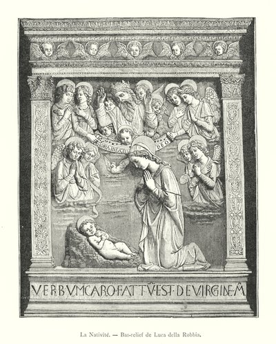 La Natività, Bassorilievo di Luca della Robbia (incisione) da Italian School