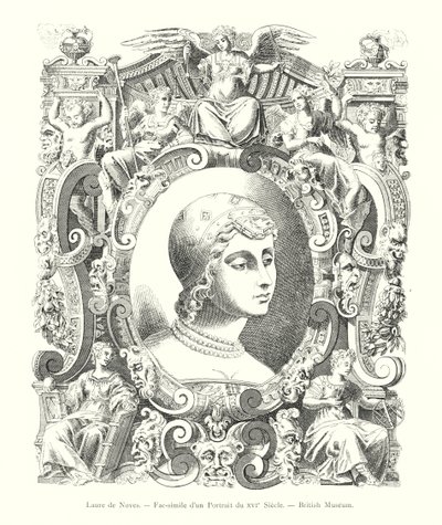 Laura de Noves, Fac-simile di un ritratto del XVI secolo, British Museum (incisione) da Italian School
