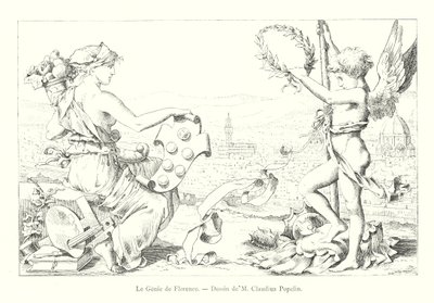 Il Genio di Firenze, Disegno di M Claudius Popelin (incisione) da Italian School