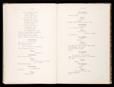 Libretto della Tosca di Giacomo Puccini, Edizione Ricordi, Italia da Italian School