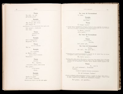 Libretto della Tosca di Giacomo Puccini, Edizione Ricordi, Italia da Italian School