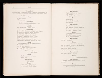 Libretto della Tosca di Giacomo Puccini, Edizione Ricordi, Italia da Italian School