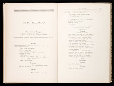 Libretto della Tosca di Giacomo Puccini, Edizione Ricordi, Italia da Italian School