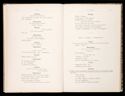 Libretto della Tosca di Giacomo Puccini, Edizione Ricordi, Italia da Italian School
