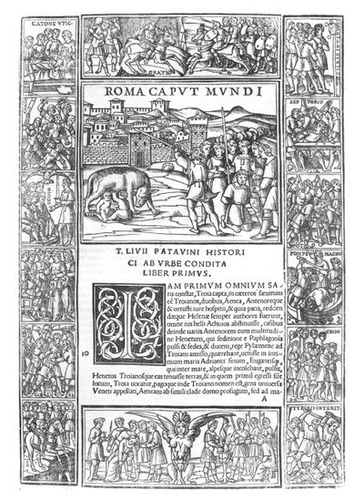 Storia di Roma di Livio, fol. 1 Roma Caput Mundi, edizione pubblicata a Venezia, 1520 da Italian School