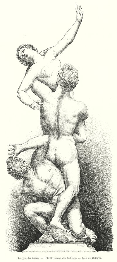 Loggia dei Lanzi, Il Ratto delle Sabine, di Giambologna (incisione) da Italian School