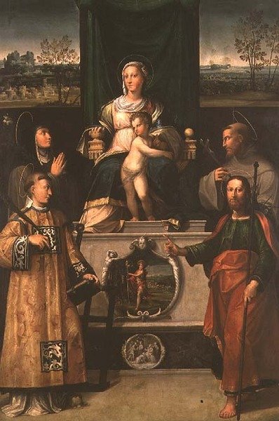 Madonna col Bambino in trono con santi da Italian School