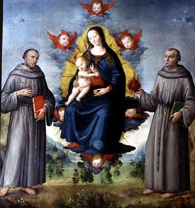 Madonna col Bambino, affiancata dai SS Francesco d