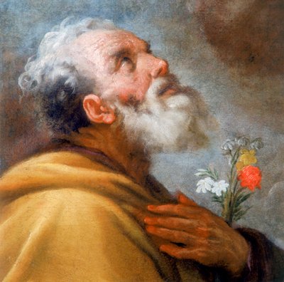 Madonna con Bambino e Santi Giuseppe e Gregorio Magno e le anime del Purgatorio, dettaglio del volto di San Giuseppe da Italian School