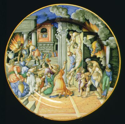 Piatto di maiolica raffigurante l