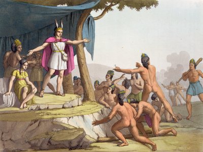 Manco Capac e la regina Mama Ocllo radunano i selvaggi, c.1820 da Italian School