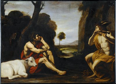 Mercurio addormenta Argo con la musica del suo flauto ... da Italian School