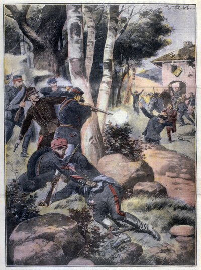 Rivoluzione messicana: combattimenti tra esercito e ribelli Illustrazione di Abbo in "L