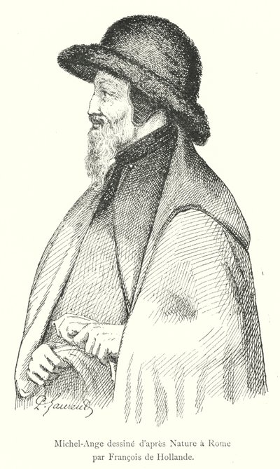 Michelangelo disegnato dal vivo a Roma da Francesco d
