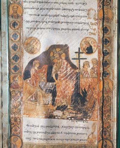 Miniatura che raffigura la Resurrezione di Gesù Cristo da Exultet I (pergamena) da Italian School