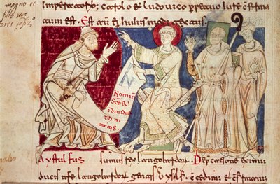 Miniatura dal Chronicon Vulturnense, codice miniato composto dal monaco Iohannes, ca 1130 da Italian School