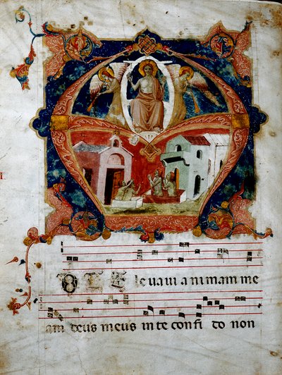 Miniatura del Giorno del Giudizio da un pergamena corale da Italian School