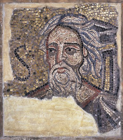 Pannello a mosaico con testa di Sant