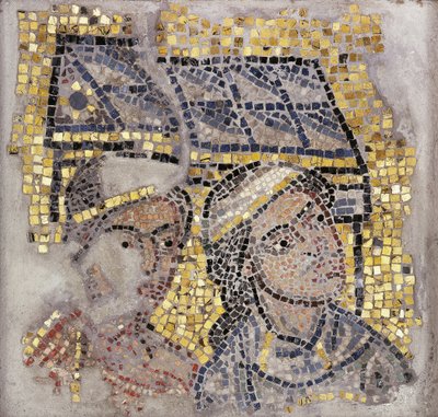 Pannello a mosaico con due teste e un edificio sullo sfondo, c.1213 da Italian School
