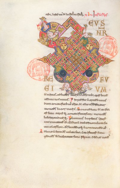 Lettera D (Deus) Iniziale dal Breviario di Monte Cassino da Italian School