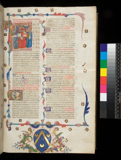 Ms 390. Seneca il Giovane, Opera, e Seneca il Vecchio, Excerpta controversiarum, f.1r. Pagina iniziale con iniziale istoriata [L] contenente Girolamo, San Paolo e Seneca, Veneto da Italian School