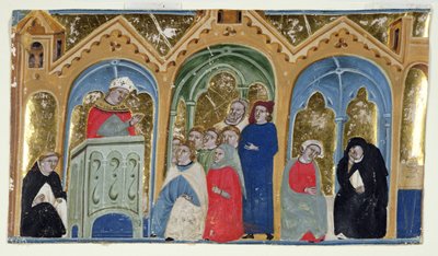 Ms. 400-2000: Miniatura dal Decretum di Graziano che mostra un vescovo che predica a una congregazione, c.1325-30 da Italian School