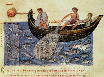 Pesca con la rete, illustrazione dall